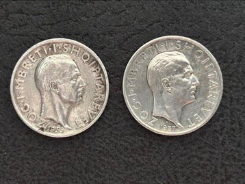 Albanië. Zog I. 1 Frang Ar 2x 1935/1937 (Zonder