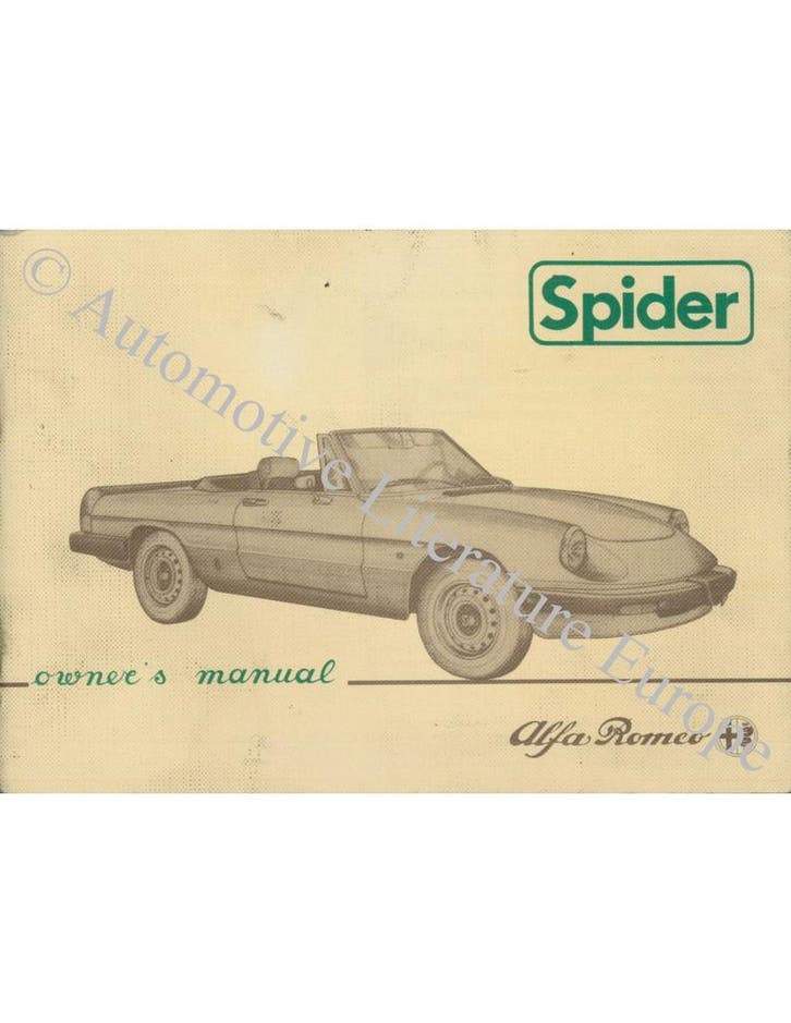 1984 ALFA ROMEO SPIDER INSTRUCTIEBOEKJE ENGELS, Auto diversen, Handleidingen en Instructieboekjes, Ophalen of Verzenden