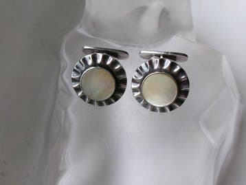 Zilver, parelmoer - Manchetknopen - Art Deco