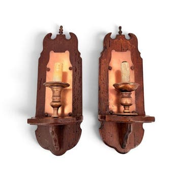 Lampe murale (2) - Candelabres géorgiens - Bois, Bronze -