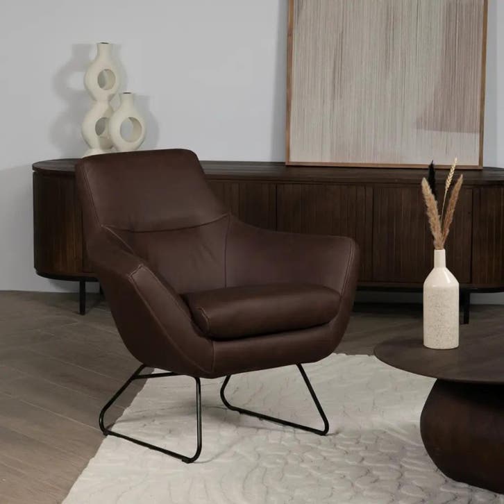 Leren fauteuil Fame - Rancho Brown, Huis en Inrichting, Fauteuils, 75 tot 100 cm, Nieuw, 75 tot 100 cm, Leer, Ophalen of Verzenden