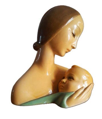 Eugenio Pattarino - Beeldje - Madre con bambino - Keramiek