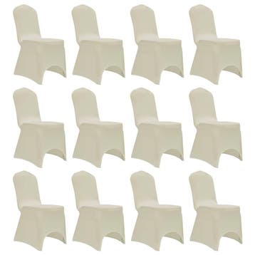vidaXL Stoelhoezen stretch 12 st crème, Verzenden, Nieuw