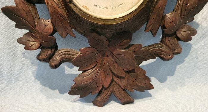 Holosteric aneroid barometer - Hout - Antieke weerstation, Antiquités & Art, Curiosités & Brocante