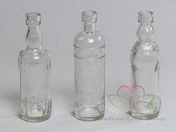 Glazen flesjes 17 cm 12 stuks, Nieuw