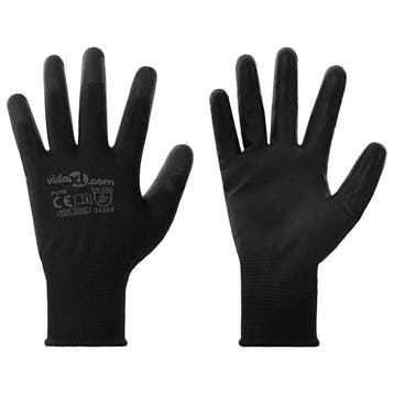 vidaXL Werkhandschoenen 24 st Zwart 10 / xl Polyester, Tuin en Terras, Werkkleding, Verzenden, Nieuw