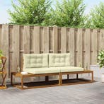 vidaXL Buiten bank set met kussen Natuurlijk en Crème, Verzenden