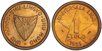 Nederland. Esperantogeld 1 Stelo MS64, 5 Steloj MS63 & 10