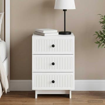 vidaXL Nachtkastje met lade Wit 43 x 41 x 66,5 cm Bewerkt, Huis en Inrichting, Slaapkamer | Nachtkastjes, Verzenden, Nieuw