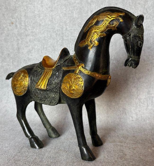 Beeld, Tang-Dynasty stijl paard - 21 cm - Brons, Antiek en Kunst, Kunst | Designobjecten
