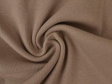 10 meter rib boordstof - taupe, Overige kleuren, Verzenden, 30 tot 120 cm, Katoen