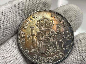 Espagne. Alphonse XII. 5 Pesetas 1885*18*87.