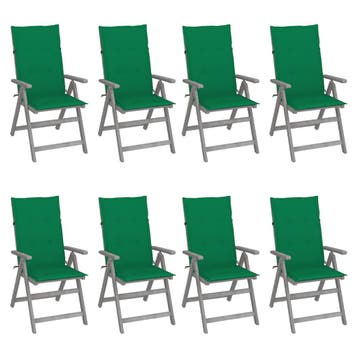 vidaXL Tuinstoelen 8 st verstelbaar met kussens acaciahout, Jardin & Terrasse, Verzenden