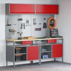 vidaXL Werkbankset met lade 8 pcs Rood en Grijs Gepoedercoat, Verzenden, Nieuw