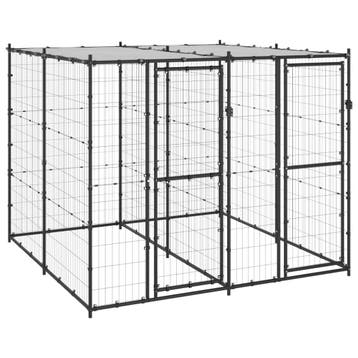 vidaXL Hondenkennel met dak 4,84 m², Verzenden, Nieuw