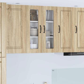vidaXL Wandglas Kasten PORTO Sonoma Eik 60 x 31 x 80 cm, Verzenden