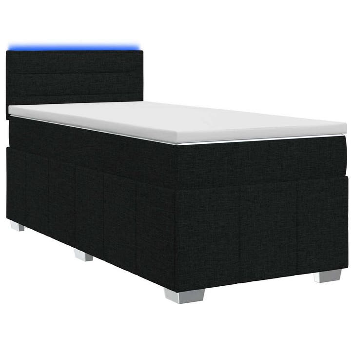 vidaXL Boxspringbed met matras met hoofdeinde Zwart 90 x 200, Huis en Inrichting, Slaapkamer | Bedden, Nieuw, Verzenden