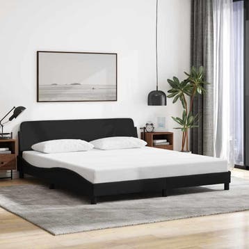 vidaXL Bedframe Dover stof zwart 180x200 cm, Verzenden