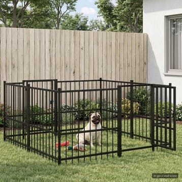 vidaXL Buitenspeelhok voor honden Zwart 192 x 192 x 100 cm, Dieren en Toebehoren, Verzenden, Nieuw