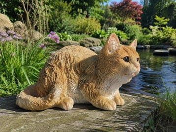 Statue, garden statue cat - 17 cm - polyrésine