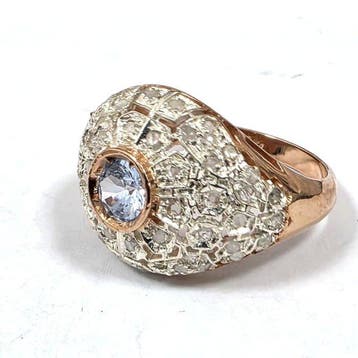 Zonder minimumprijs - Ring - 9 kt. Roségoud, Zilver Spinel -, Nieuw