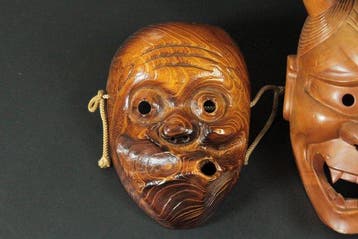 Mask - Houten maskers (set van 2) – Hyottoko door Taguchi