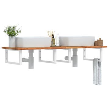 vidaXL Badkamer wandschap staal en massief acaciahout, Verzenden, Nieuw
