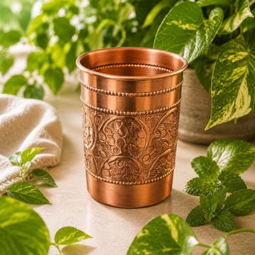 Puur koperen beker met reliëf (embossed) – 300 ml/125 g, Ophalen of Verzenden, Nieuw