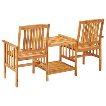 vidaXL Tuinstoelen met theetafel 159x61x92 cm massief, Verzenden, Nieuw