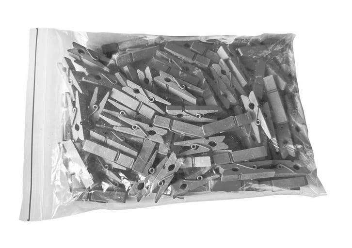 Set van 100 kleine wasknijpers van hout (35 mm, grijs), Doe-het-zelf en Bouw, Gereedschap | Overige machines, Nieuw, Verzenden