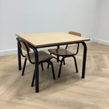 complete schoolset Marko 20 stoelen + 10 tafels, blauw -, Huis en Inrichting, Stoelen, Gebruikt, Blauw, Hout