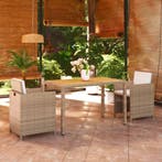 vidaXL 3-delige Tuinset met kussens poly rattan beige, Verzenden, Nieuw, Tuinset