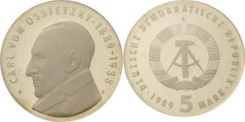 5 Mark 1989 Kurs- en Gedenkmunten, Verzenden, België