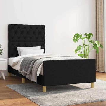 vidaXL Bedframe zonder matras 80x200 cm stof zwart, Verzenden