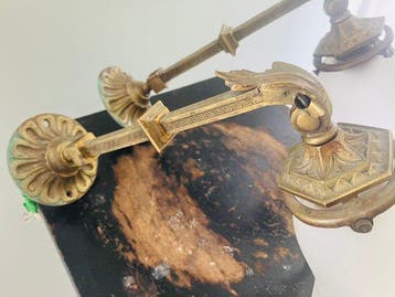 Wandlamp (2) - Verguld brons - Paar Art Nouveau lampen