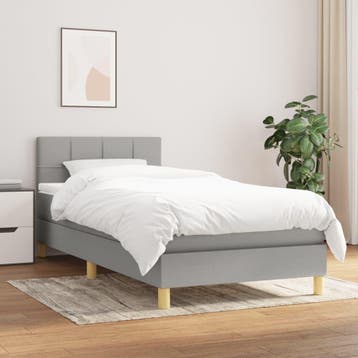 vidaXL Boxspring met matras stof lichtgrijs 90x200 cm, Verzenden, Nieuw