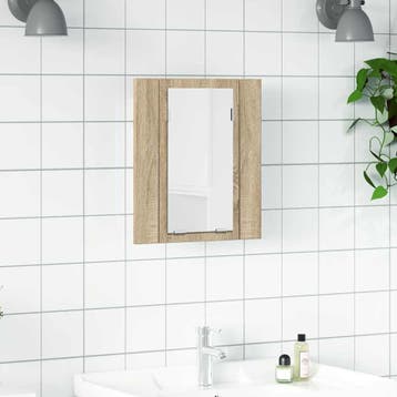 vidaXL Badkamerkast met spiegel LED 40x12x45 acryl sonoma, Verzenden, Nieuw