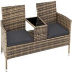 tectake Wicker tuinbank met tafel - natuur/donkergrijs, Tuin en Terras, Verzenden, Nieuw