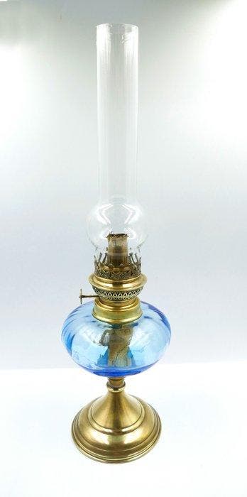 Petroleumlamp - Messing, Glas