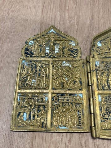Reis-icoon - Feestdagenicoon - Brons, Emaille, Antiek en Kunst