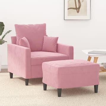 vidaXL Fauteuil met voetenbank / zetel 60 cm fluweel roze, Verzenden, Nieuw