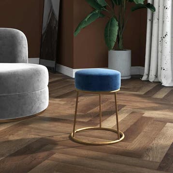 vidaXL Hocker rond fluweel blauw, Verzenden, Nieuw