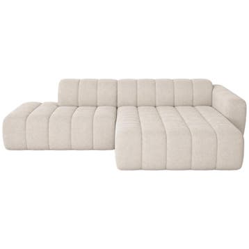Beige Hoekzetel Met Ribbelpatroon - Ongebruikt, 250 tot 300 cm, Verzenden, Zo goed als nieuw, Stof