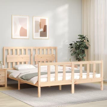 vidaXL Bedframe met hoofdbord massief hout, Verzenden, Nieuw
