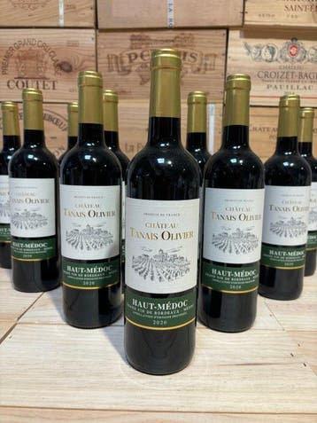 2020 Château Tanais Olivier - Haut-Médoc - 12 Bouteilles, Collections, Vins