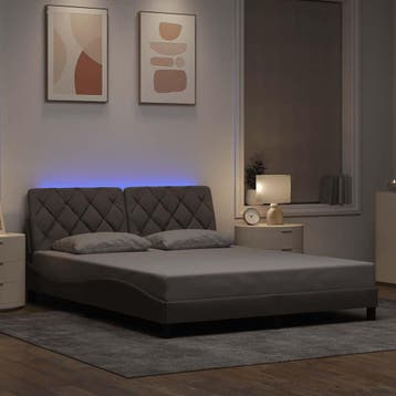 vidaXL Bedframe met LED zonder matras 160x200 cm stof taupe, Verzenden, Nieuw