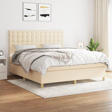vidaXL Boxspring met matras stof crèmekleurig 160x200 cm, Verzenden, Nieuw