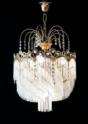 Plafondlamp - Messing, Kristal - Italiaanse hanglamp.