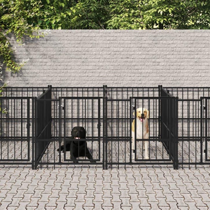 vidaXL Hondenkennel voor buiten 16,89 m² staal, Dieren en Toebehoren, Hondenbenches, Nieuw, Verzenden