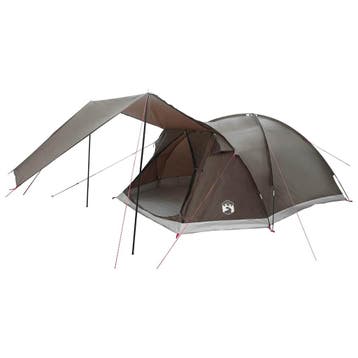 vidaXL Huisje Tent met dak Bruin grijs 6-persoons Polyester, Caravanes & Camping, Tentes, Verzenden